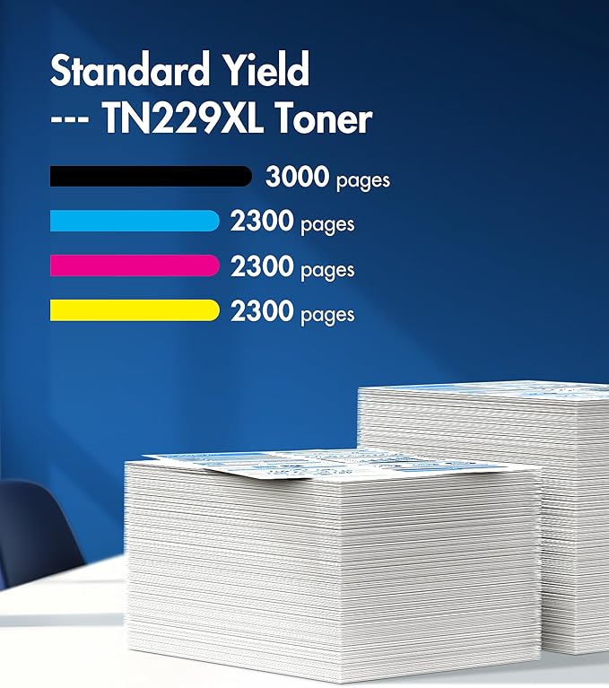 TN229XL TN229 Toner Compatible for Brother TN229 Toner Cartridges Works for Brother MFC-L3780CDW HL-L3280CDW HL-L3220CDW MFC-L3720CDW , TN229XL 4 Pack