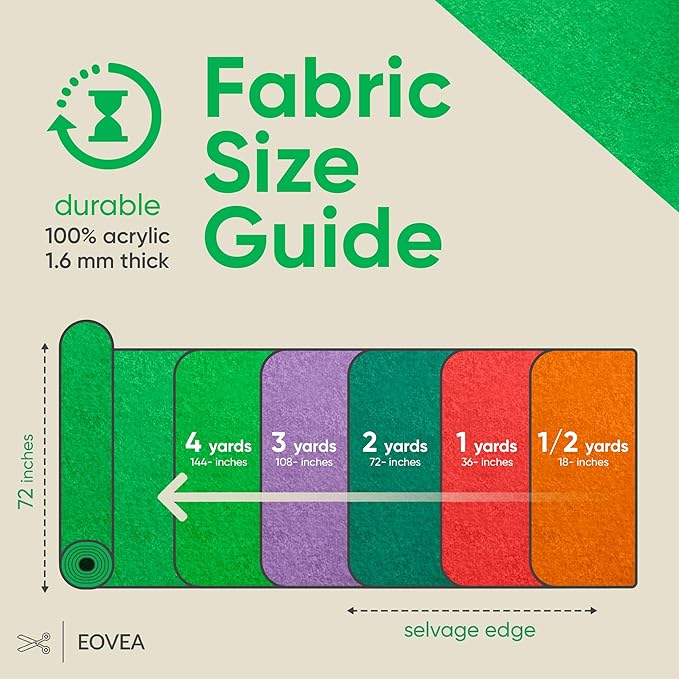 EOVEA | Acrylic Felt Fabric by The Yard - Non-Stiff, Soft Material - 72" Wide - 1.6mm Thick Felt Sheets for DIY Crafts, Sewing, Upholstery, Cushion, Padding(Lime Green, 2 Yard)