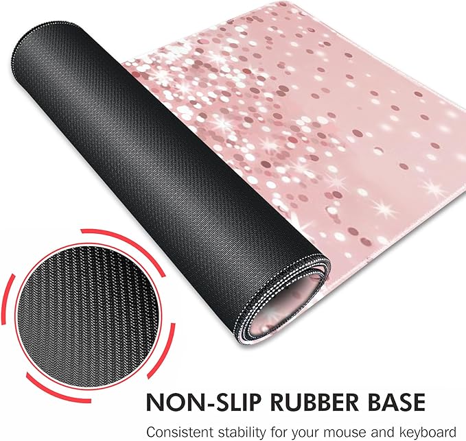 Galdas Gaming Mouse Pad XXL XL Large Long Extended Big Mousepad Non-Slip Rubber Keyboard Mouse Pad with Stitched Edges for Laptop Home Office (31.5x11.8x0.08 Inch) … (Bling Words)