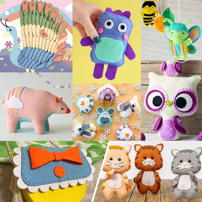 XSEINO 12 Rolls 8"x35" 1.4mm Thick Soft Felt Fabric Sheet 12 Assorted Macarone Series Colors Felt Pack for DIY Craft Sewing Squares Nonwoven Patchwork