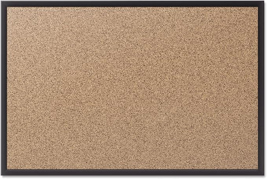 Quartet Cork Board, Bulletin Board, 4' x 3' Corkboard, Black Frame (2304B)
