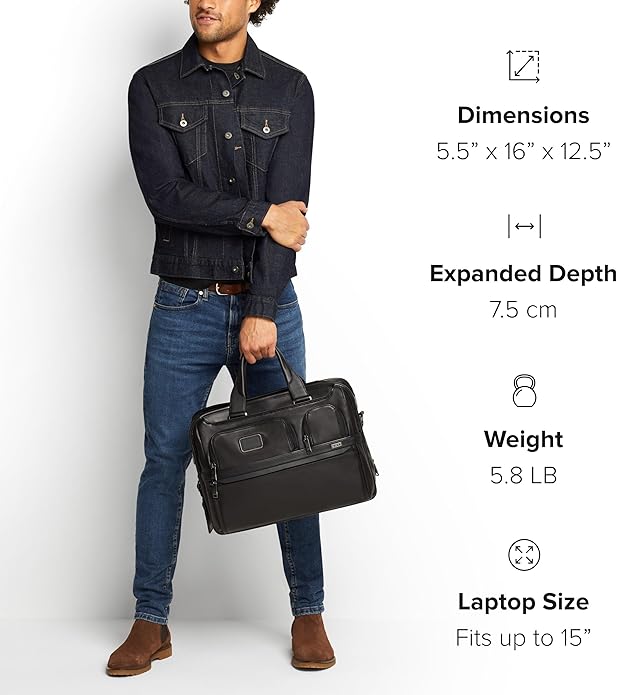 TUMI Alpha Expandable Organizer Laptop Briefcase - 15-Inch Laptop Briefcase Organizer for Men & Women - Travel Laptop Bag