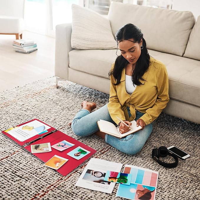 Samsill 3 Inch 3 Ring Binders, Made in USA, Economy Round Ring, Clear View Cover, 550 Sheet Capacity - for School, Home, Office - Red, 4 Pack
