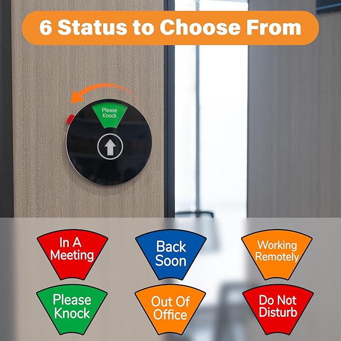 2PK Office Door Signs Do Not Disturb, 6 Options Private Wheel Sign, In a Meeting Sign for Conference Room, Business Out of Office Status indicator, 6 inch White1