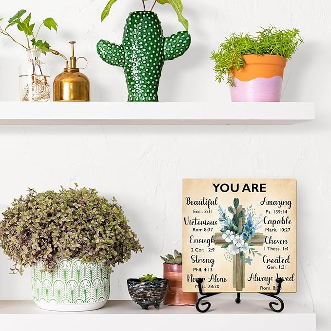 Christian Gift for Women Wood Sign with Stand - Bible Verse Religious Gifts Catholic Gifts for Her, Inspirational Spiritual Decor Home Office Decor Table Centerpiece Christian Decor Desk Plaque -33