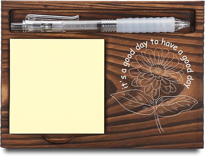 Motivational Gifts, Inspirational Gifts, Positive Gifts, Encouraging Gifts, Sticky Note Holder, Post-it Note Dispenser for Desk, Wooden Post-it Note & Pen Holder 6.5" x 4.7" - FTA119