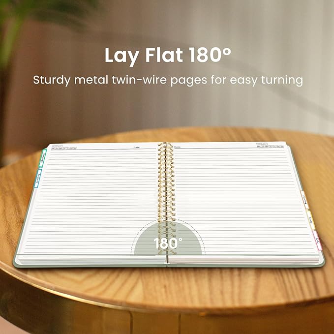 Hardcover Spiral Journal Notebooks for Work With Removable Dividers & Tabs, 8.5"x11" 5 Subject Notebook for Note Taking & Organizer, A4 College Ruled Lined Journal for Women & Writing, Green, 280 Pages