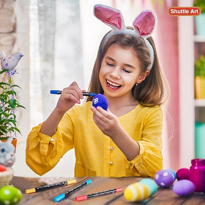 Shuttle Art 36 Colors Dual Tip Acrylic Paint Markers, Brush Tip and Dot Tip Acrylic Paint Pens for Rock Painting, Ceramic, Wood, Canvas, Plastic, Glass, Stone, Calligraphy, Card Making, DIY Crafts