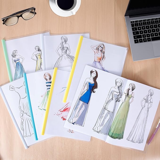 Report Covers with Sliding Bar, Clear Paper Protector Sleeves, 12.2 x 8.5 Inch (10 PCs)