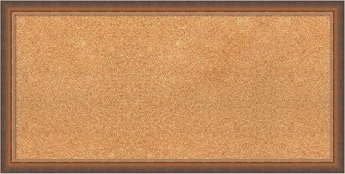 Amanti Art Natural Cork Board for Wall, 16x32 Vision Board with Bronze Frame, Medium Corkboard Office Decor for Home Organization, Modern Corkboard Pinboard to Display Items for Home Organization in