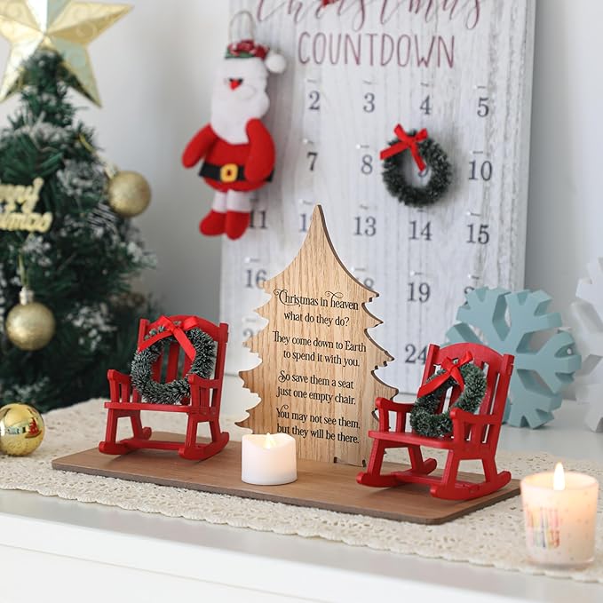 Christmas in Heaven Decoration Gift Christmas Memorial Candle Holders Rocking Chair Ornament Save A Seat Memorial Gift Xmas Decor