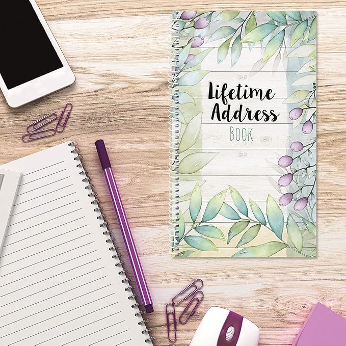 Current The Best Days Address Book-94 Pages; Small 5"" x 8-1/2"" Size for Purse or Office, Spiral Bound Soft Cover Organizer for Contacts, Addresses, Email, & Phone Numbers + 50 Replacement Stickers"