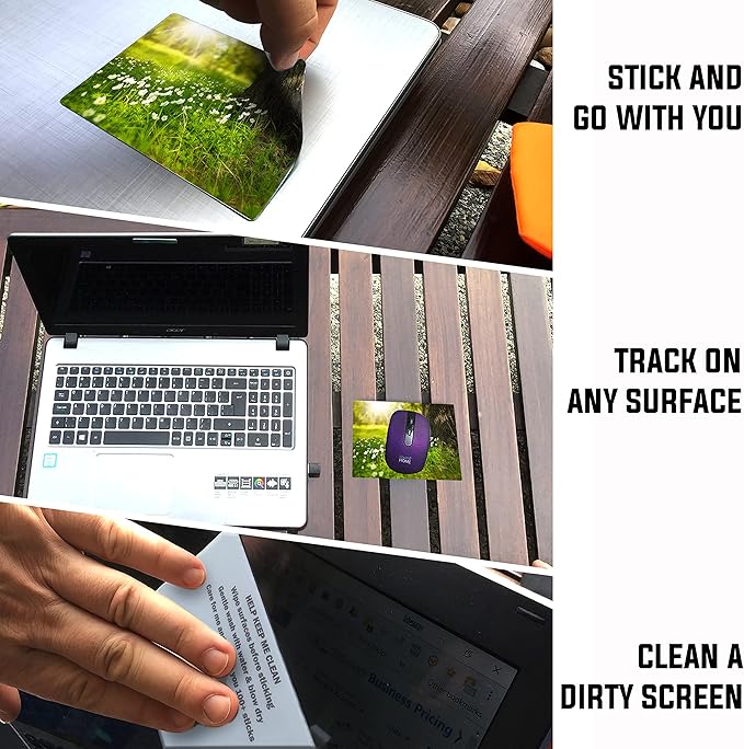 Adhesive Mouse Pad - Peel and Sticks to Any Surface - Travel Mouse Pad, Sticky for Any Surface - Excellent Tracking - Sunny Meadow