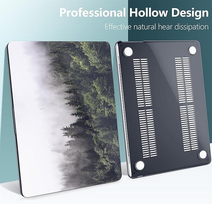 DONGKE Compatible with M4 MacBook Air 15 inch Case 2025 2024 2023 A3241 A3114 A2941 M3 M2 Liquid Retina Display Touch ID, Plastic Hard Case & Keyboard Skin & Screen Protector- Forest