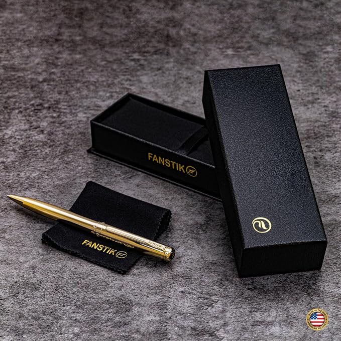Customized Gold Luxury ballpoint pen (Made In USA) fancy gift set for women, Real 24K Gold Plating, Professional executive pen gift set for men (Lux Custom-BallPoint Gld)