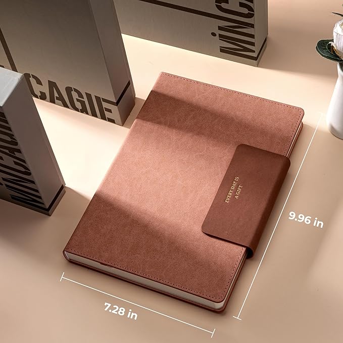 Leather Journal for Men 320 Pages B5 Large Journaling Notebooks with 100 GSM Thick Paper Journals for Writing Notebook for Men & Women with Buckle Closure Work Diary, 7.28" x 10.23", Pink