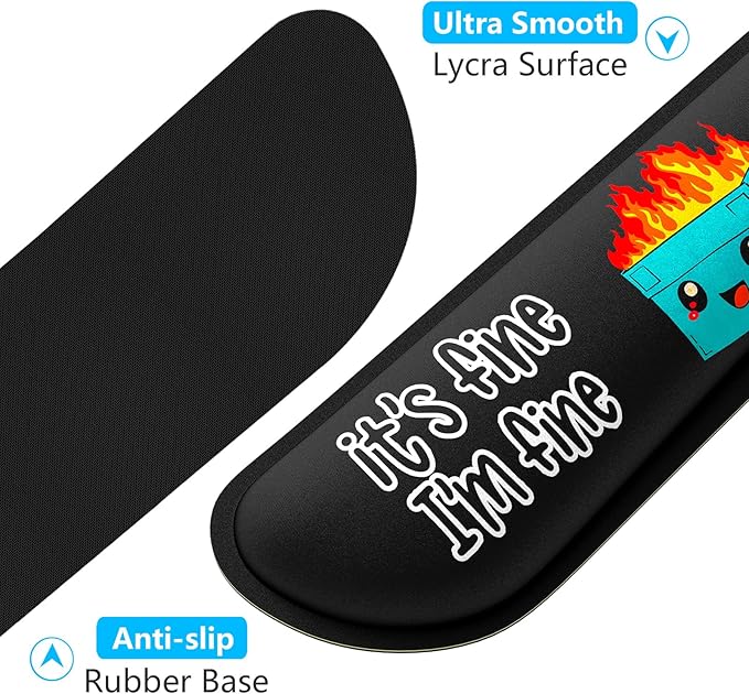 Dapesuom Enlarge Keyboard Wrist Rest, Memory Foam Wrist Cushion for Desk Mats Support, Typing Pain Relief Keyboard Mouse Pad Rests Set with Non-Slip Base for Gaming Laptop Computer, Black Dumpster