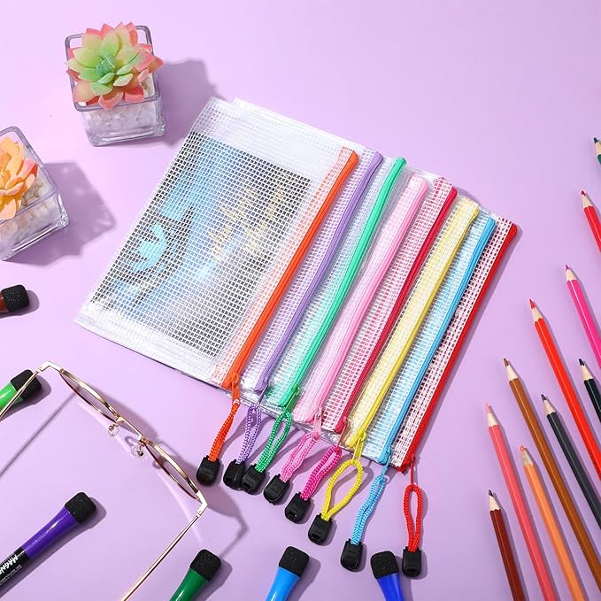 Jetec 32 Pcs Mesh Zipper Bags Toy Storage Bikini Organizer Bag Bolsas Para Guardar Trajes De Baño Waterproof Zipper Reusable Pouch Puzzle Multipurpose for Storage Office(Stylish Color,7.5 x 5 Inch)