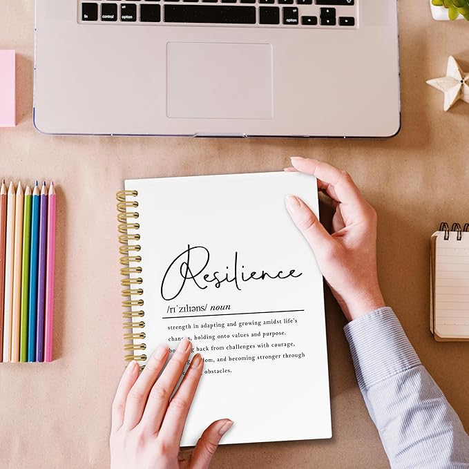 Resilience Inspirational Spiral Notebook, Motivational Journaling Notebooks for Note Taking, Positive Hardcover Journals for Women 160 Pages 5.5x8.3 Inch, Inspirational Gifts for Women
