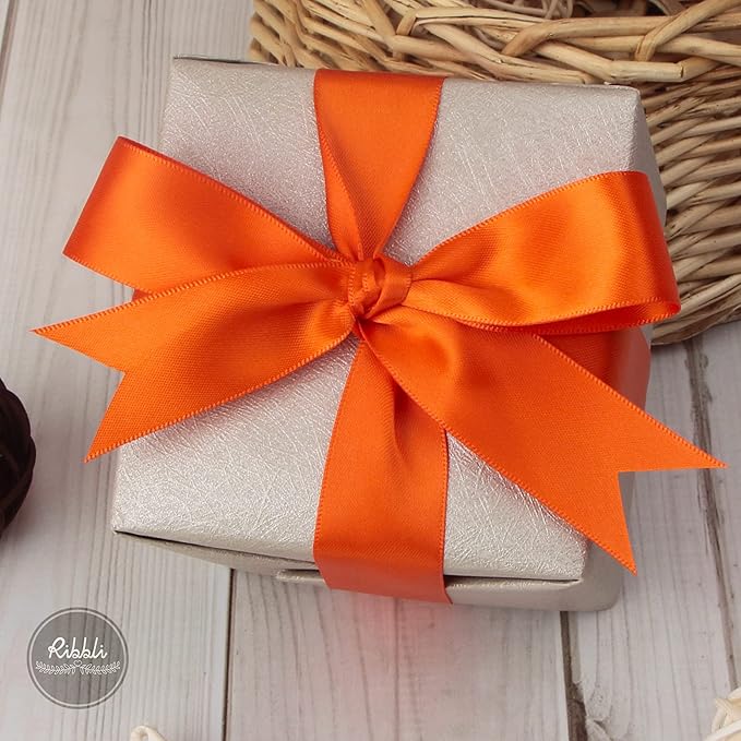 Ribbli Torrid Orange Double Faced Satin Ribbon,1” x Continuous 25 Yards,Use for Craft Bows Bouquet, Gift Wrapping, Wedding Decoration, Floral Arrangement
