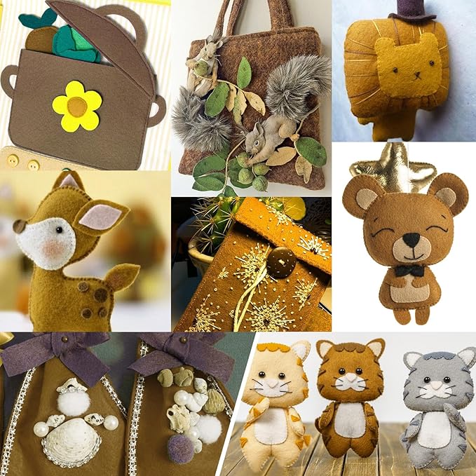 XSEINO 13 Rolls Dark Brown Felt Fabric,8"x35"(20.5x90cm) 1.4mm Thick Soft Felt Fabric Sheet for Crafts,Dark Brown Series Colors Soft Nonwoven Fabric,Fit for Decoration, Sewing, DIY Crafts