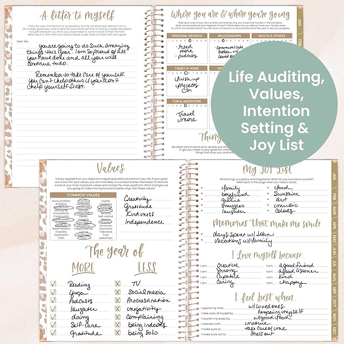 bloom daily planners HARDCOVER 2026 Planner (January to December) - 8.5” x 11” Weekly & Monthly Dated Agenda Organizer Book with Stickers & Tabs - Tan Leopard