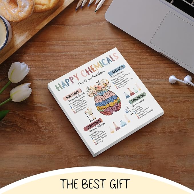 Mental Health Gifts Office Decor, Happy Chemicals Motivational Desk Sign, Counseling Office Must Haves, Positive Affirmations Decorative Accessories Inspirational Tabletop Decor, 5x5 Inch