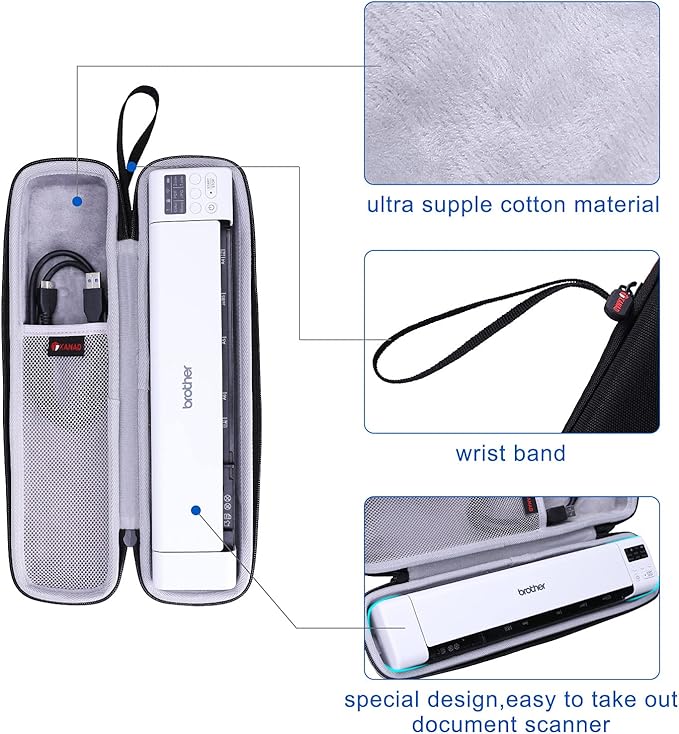 XANAD Hard Case for Brother DS-640 / DS-940DW/DS-740D / DS-720D/Doxie Go SE Duplex Compact Mobile Document Scanner(Light Gray)