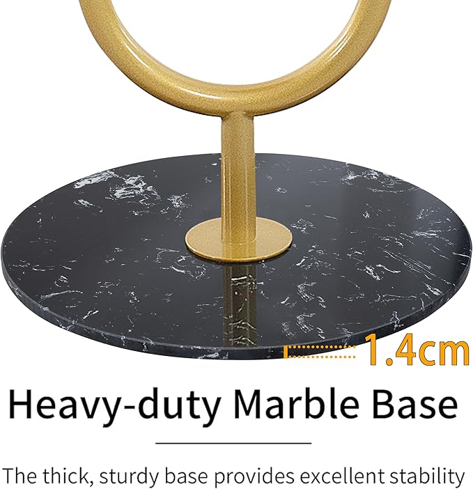 Coat Rack Stand, Metal Coat Tree with Bamboo Tray & 6 Hooks, Heavy Duty Marble Base Corner Coat Stand for Bedroom Hallway Entryway Living Room Office 13.78 x 13.78 x 68.11 Inches (Gold)