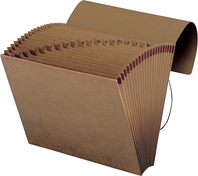 Smead Expanding File with Flap and Cord Closure, 21 Pockets, Alphabetic (A-Z), Letter Size, Kraft (70121)