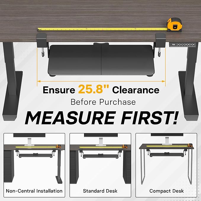 BONTEC KMT01-PJ Under Desk Keyboard Tray, Pull-Out Keyboard & Mouse Platform with C-Clamp, 20 x 11.8 in Space-Saving Ergonomic Slide-Out Drawer, Black