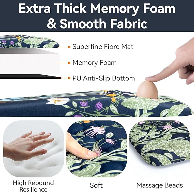 Ospelelf Mouse Pad with Wrist Rest Floral Ergonomic Comfortable Pain Relief Mousepad Wrist Support for Computer Office