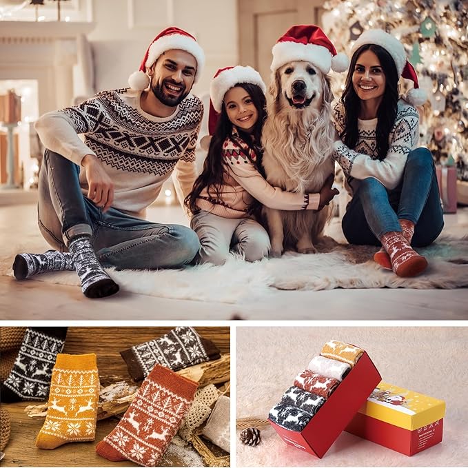 ICEIVY 5 Pair Fuzzy Cozy Socks for Women - Warm Comfy Soft Casual Home Sleep Winter Wool Socks - Gifts for Women