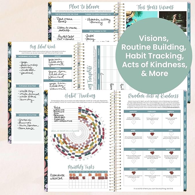 bloom daily planners 2026 Planner (January - December) Calendar Year Organizer - 5.5” x 8.25” - Weekly & Monthly Agenda Book with Stickers & Bookmark - Be Kind