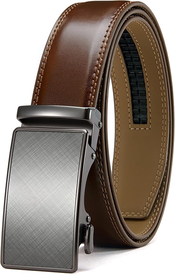 CHAOREN Mens Belt - Mens Ratchet Belt Leather 1 3/8" for Dress Pant - Micro Adjustable Belt Fit Everywhere