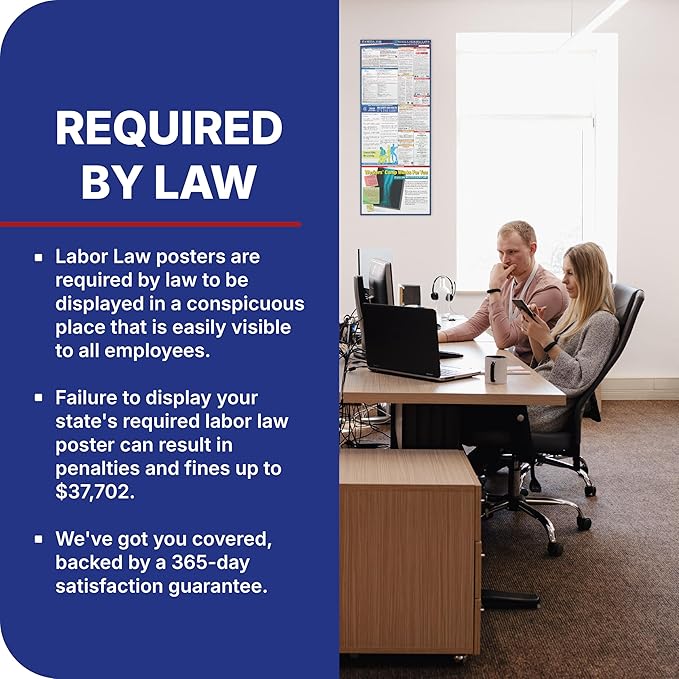 2026 Florida State and Federal Labor Law Poster - OSHA Workplace Compliant - Mandatory Regulations Posting for Employees - Required Compliance Posting 17" x 40" Laminated (English Pack of 3)