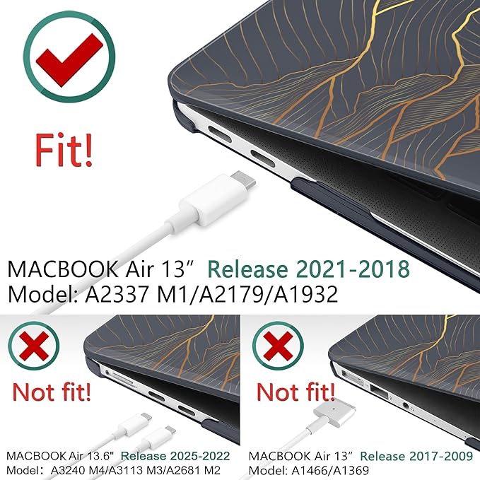 DONGKE Compatible with MacBook Air 13 inch Case 2021 2020 2019 2018 Release A2337 M1 A2179 A1932 with Retina Display Touch ID, Plastic Hard Shell & Keyboard Cover - Abstract Mountain