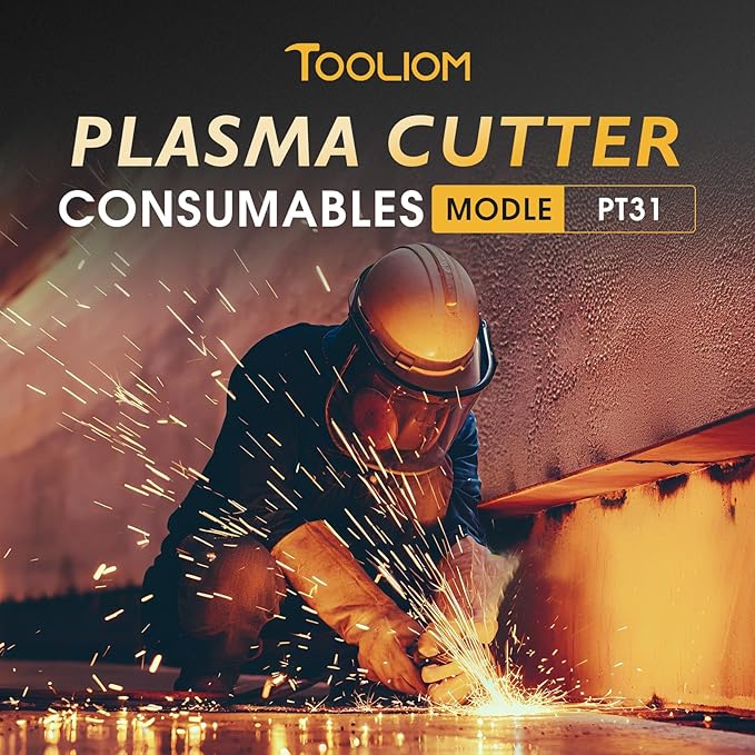 TOOLIOM 110Pcs Plasma Cutter Torch Consumables PT31 Electrode Nozzles Cups Kit Fit CUT40 CUT50 with Plasma Cutting Torch PT31 LG40