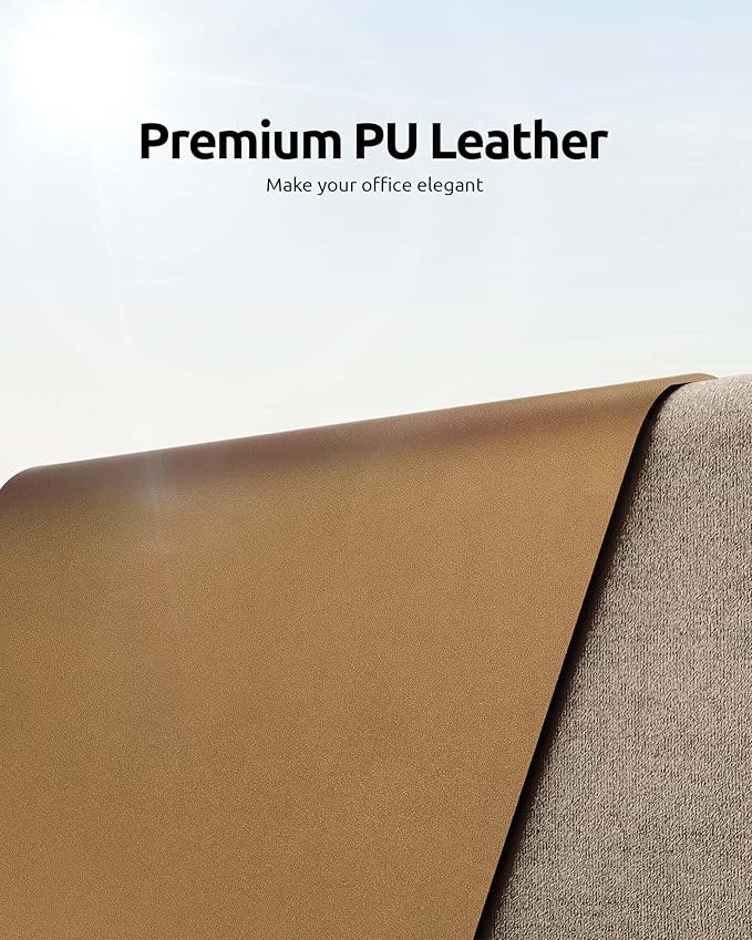 YSAGi Leather Desk Protector, Office Mat, Large Mouse Mat, Non-Slip PU Leather Blotter, Laptop Desk Pad, Waterproof Writing Pad for Office and Home (Bronze, 23.6" x 13.8")