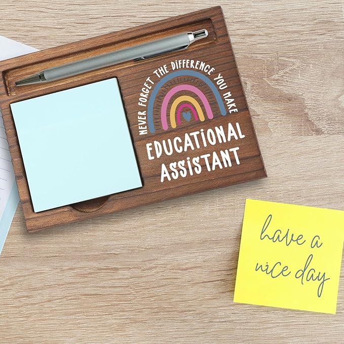 Educational Assistant Gifts Sticky Note Holder, Thank You Gift for Teacher Aide, Instructional Assistant Support Staff, Education Appreciation Week Graduation Holiday Office Desk Decor PB030