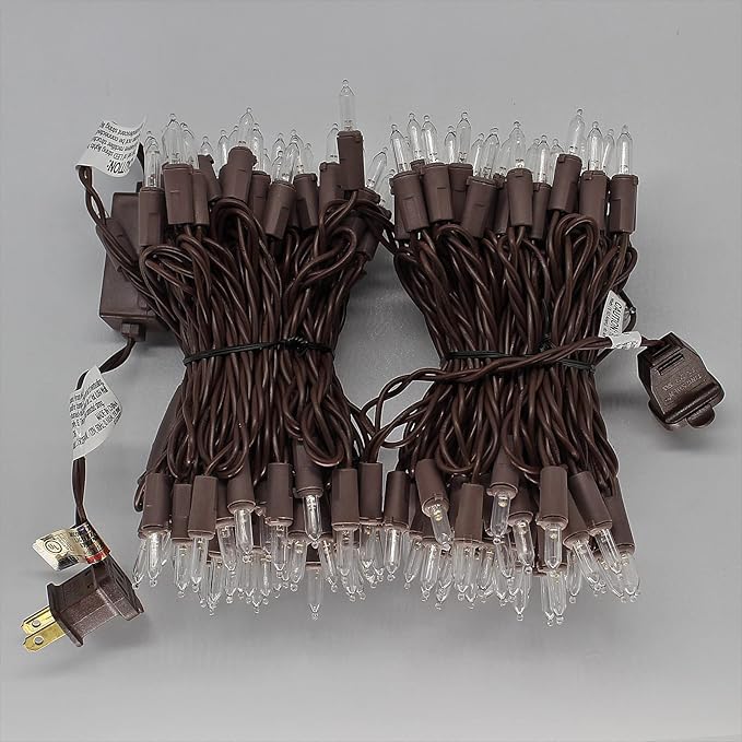 150 LED Warm White Christmas Lights on Brown Wire, 50 Feet Xmas Tree Lights, UL Certified for Outdoor Indoor