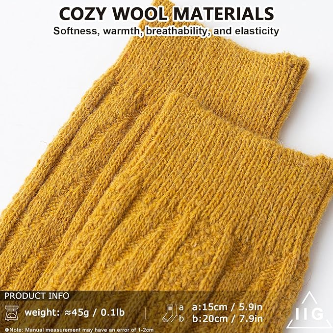 IIG Cute Warm Wool Socks for Women Super Cozy Thick Crew Winter Socks Gifts, 5 Pairs