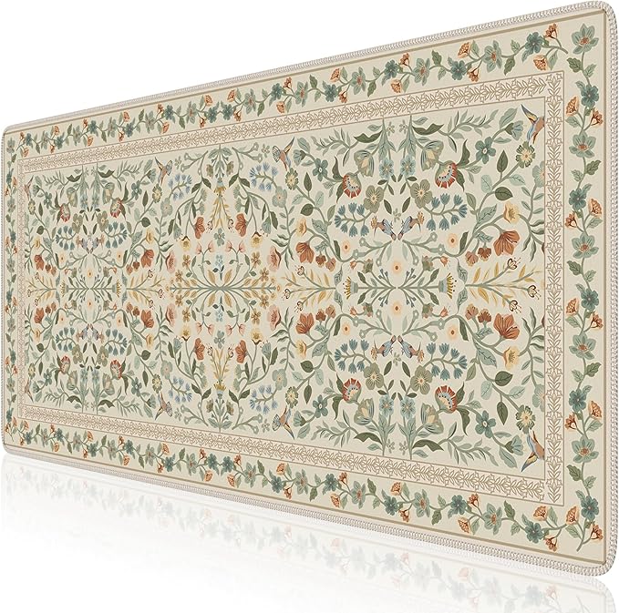 iCasso Desk Mat for Keyboard and Mouse, Large Mouse Pad, Desk Pad Mat, Anti-Slip Big Mousepad with Stitched Edges for Computer Desktop(Beige)