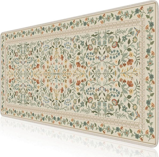 iCasso Desk Mat for Keyboard and Mouse, Large Mouse Pad, Desk Pad Mat, Anti-Slip Big Mousepad with Stitched Edges for Computer Desktop(Beige)