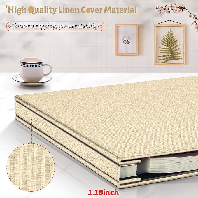 Photo Album Self Adhesive Scrapbook,60 Pages Large Photo Book for 4x6,5x7,8x10 Pictures,DIY Album for Baby Wedding Family Travel Birthday,with Metallic Pen and Scraper