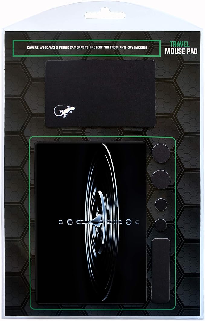 Mouse Pad Adhesive Bottom - Sticks to Any Surface - Portable - Webcam Covers and Screen Cleaner Included (Water Drop)