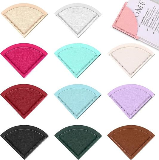 12 Pcs Leather Fan-Shaped Bookmarks, Fan-Shaped Page Book Marks for Women Book Accessories for Teachers Students School Office Home Supplies