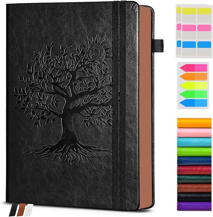 Vintage Leather Journal with 300 Numbered Pages,B5 Lined Journal for Men Women,Daily Journals for Writing,College Ruled Notebook for Work,School,Note taking,Travel Diary,Large (7" x 10")