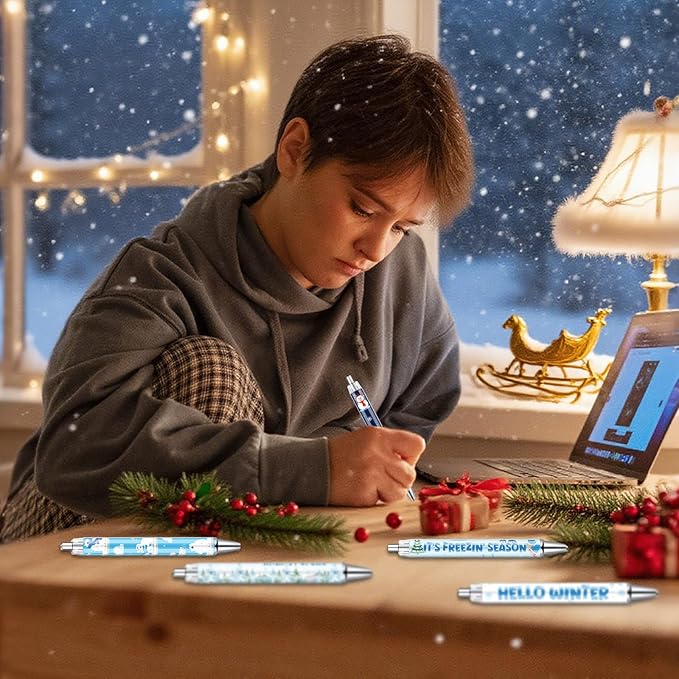 Hello Winter Ballpoint Pens -36 Pcs Polar Bear Snowman Penguin Pens Set Retractable Smooth Writing Pen Bulk Gifts for Men Women Office Classroom Home Bookish Students Teacher Christmas Gift