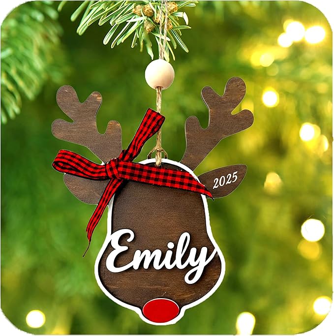 Personalized Christmas Ornaments with Name,Wooden Christmas Tree Ornaments 2025 with Custom Family Name for Kids Adults,Xmas Ornaments for Christmas Tree Gifts (05-Christmas Tree Ornaments)